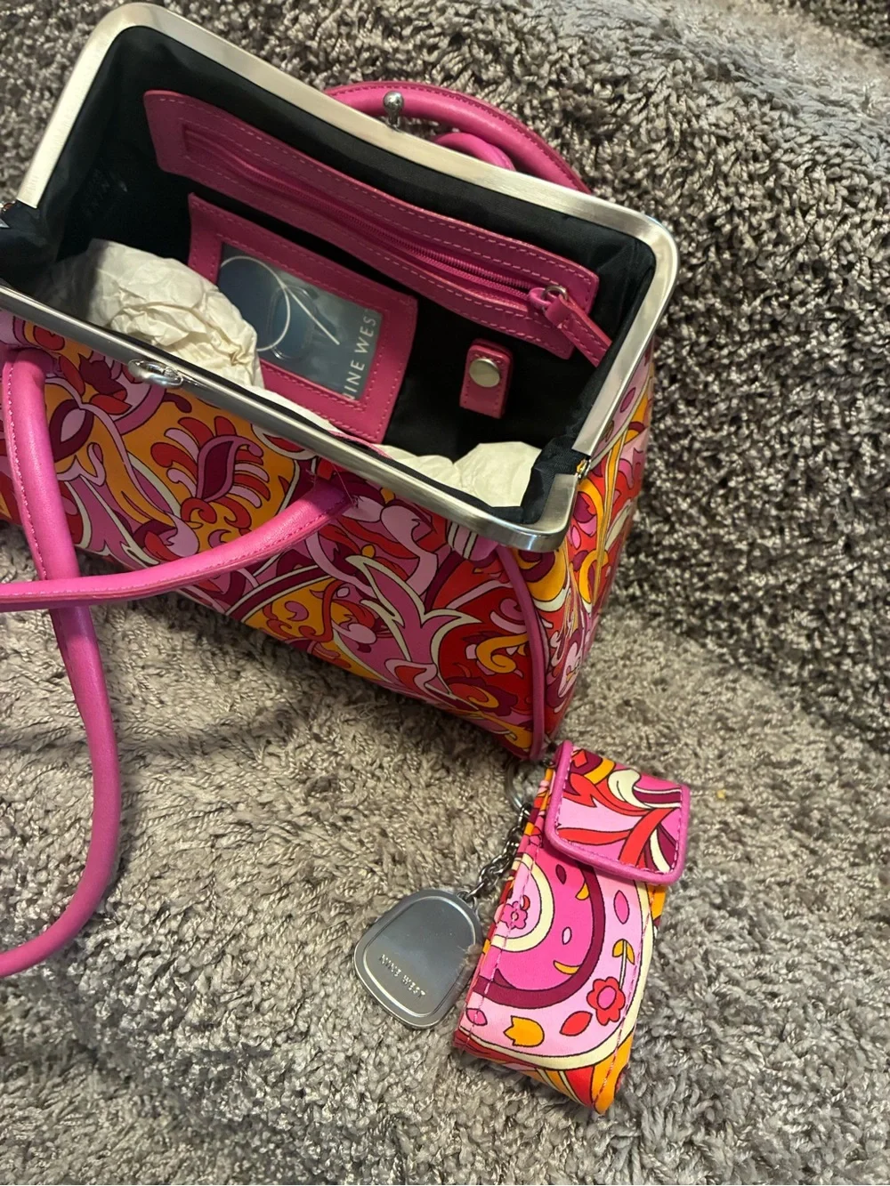 Nine West paisley floral colorful shoulder purse